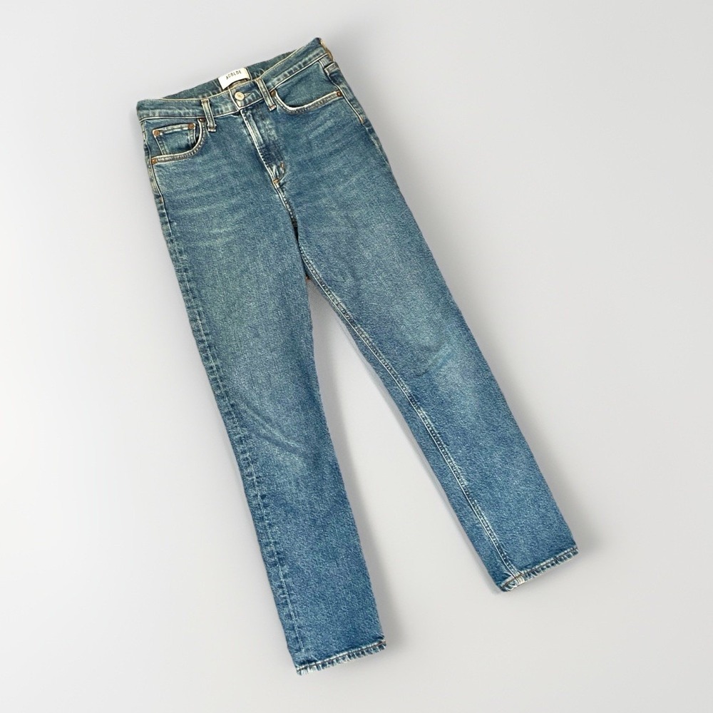 AGOLDE "Merrel" Size 25 Mid Rise Slim Straight Jeans Medium Wash Blue - Picture 2 of 9